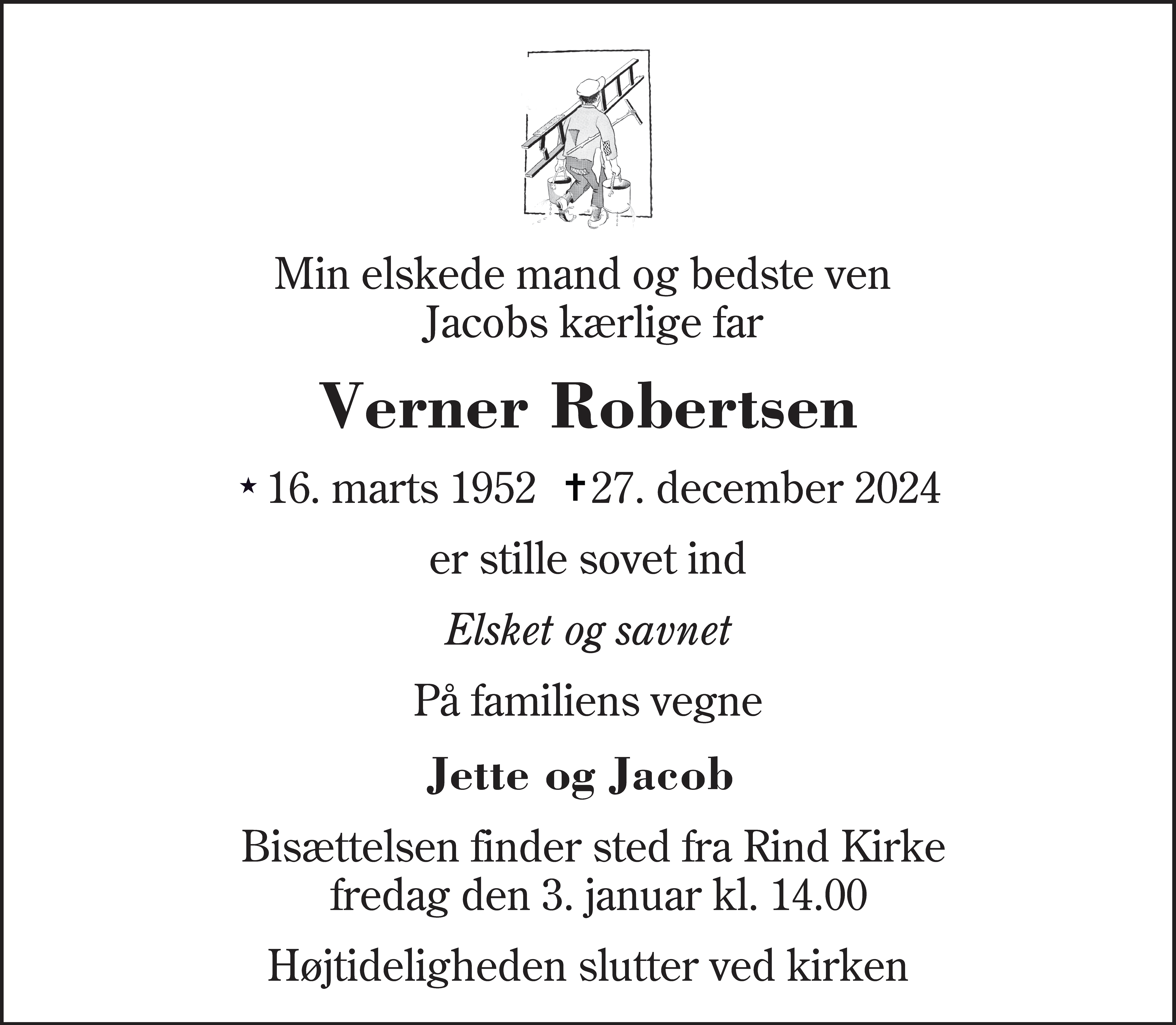 Dødsannonce for Verner Robertsen