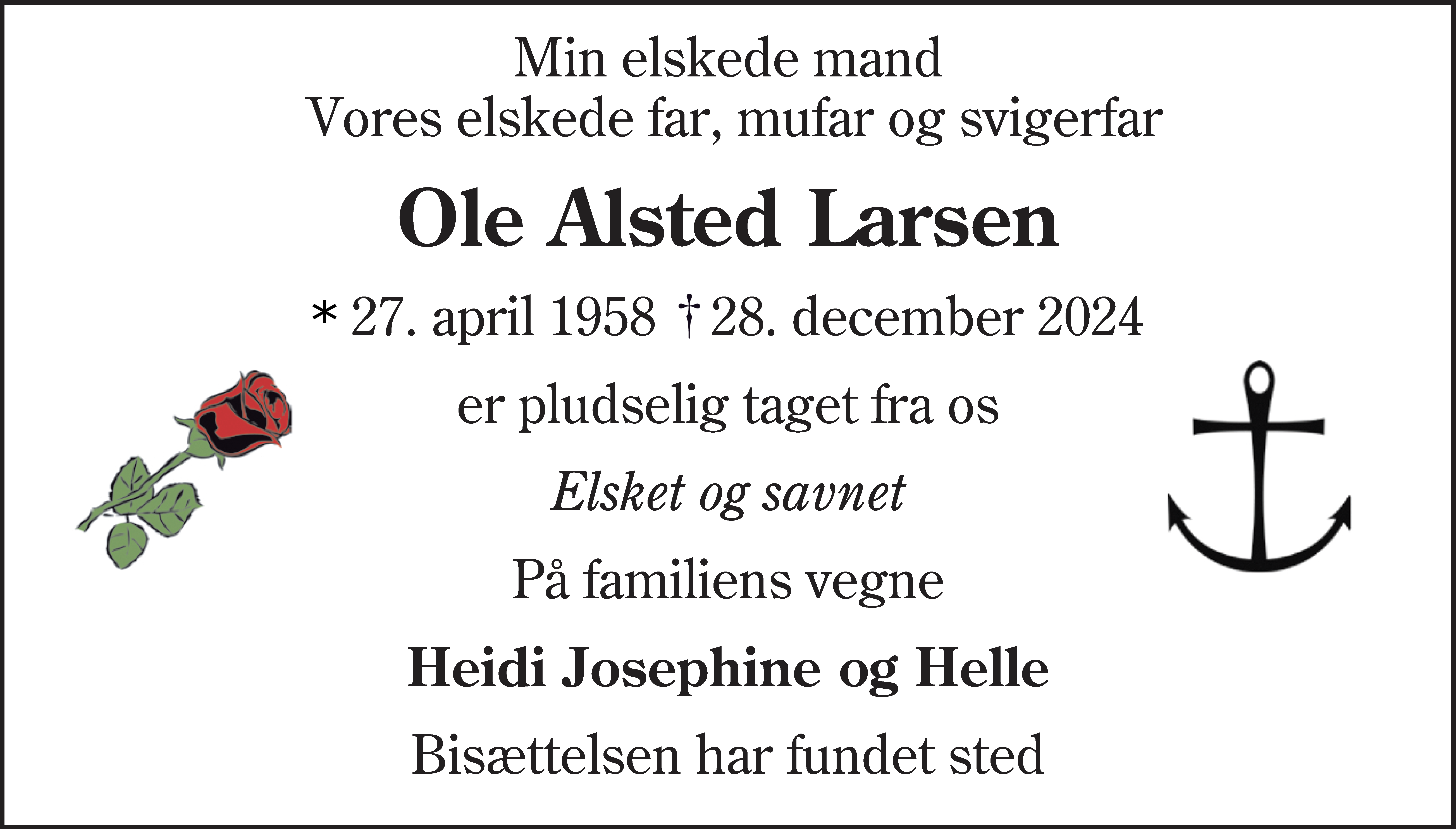 Dødsannonce for Ole Alsted Larsen