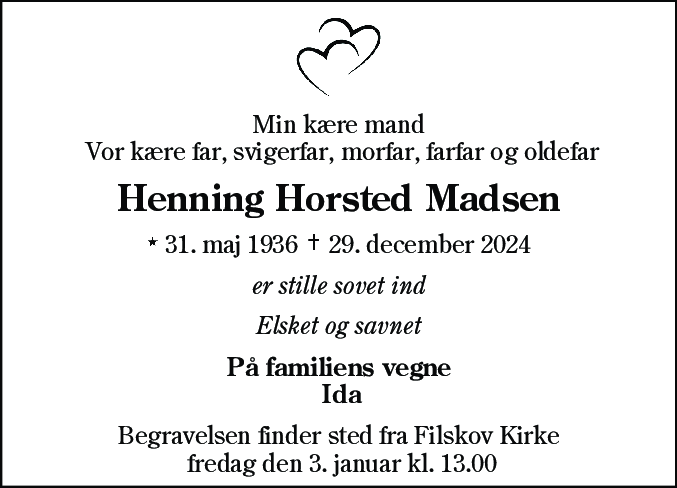Dødsannonce for Henning Horsted Madsen