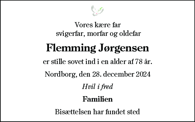 Dødsannonce for Flemming Barner Schnell Jørgensen