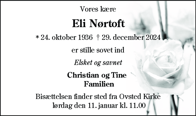 Dødsannonce for Eli Nørtoft