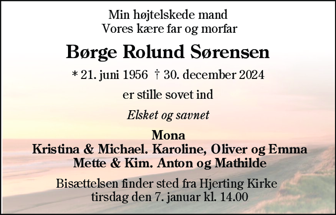 Dødsannonce for Børge Rolund Sørensen