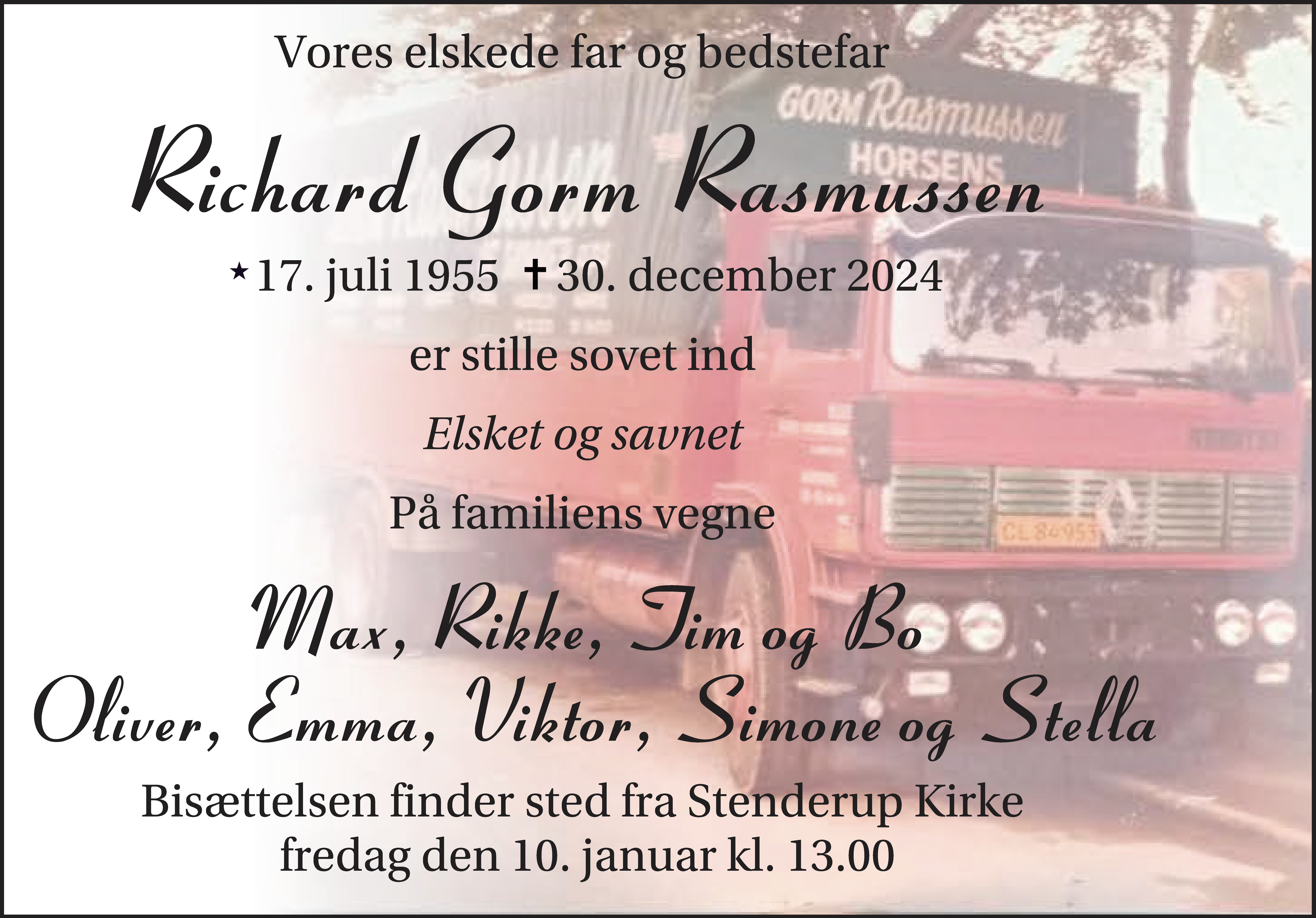 Dødsannonce for Richard Gorm Rasmussen