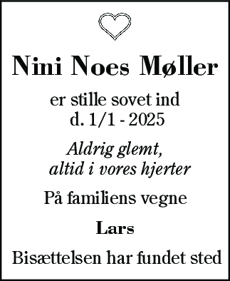 Dødsannonce for Nini Noes Møller