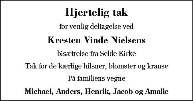 Dødsannonce for Kresten Vinde Nielsen