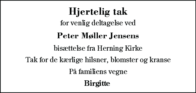 Dødsannonce for Peter Møller Jensen