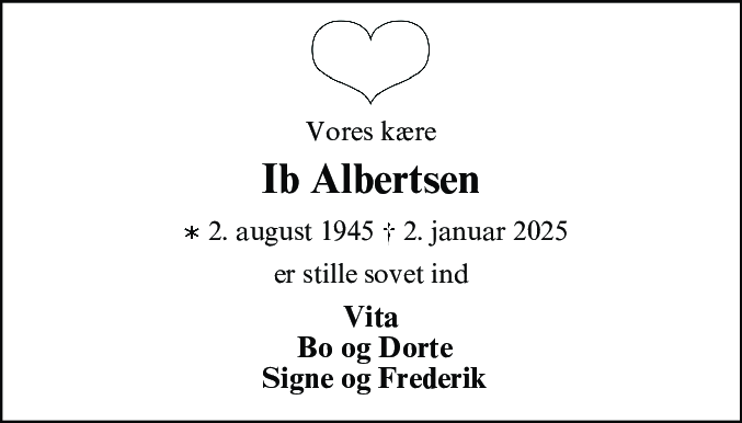 Dødsannonce for Ib Albertsen