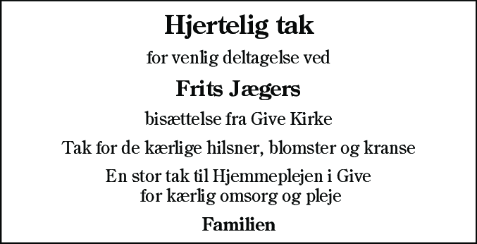 Dødsannonce for Frits Jæger