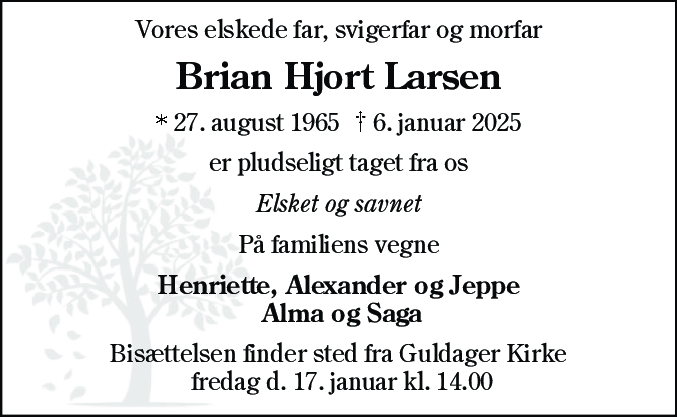 Dødsannonce for Brian Hjort Larsen
