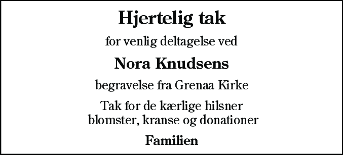 Dødsannonce for Eleonora Valborg Knudsen