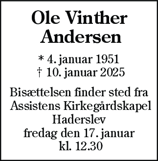 Dødsannonce for Ole Vinther Andersen
