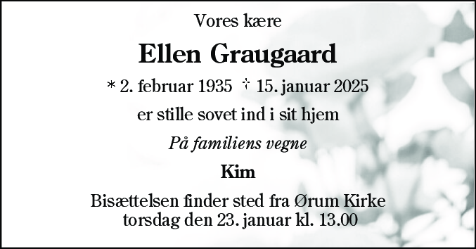 Dødsannonce for Ellen Graugaard