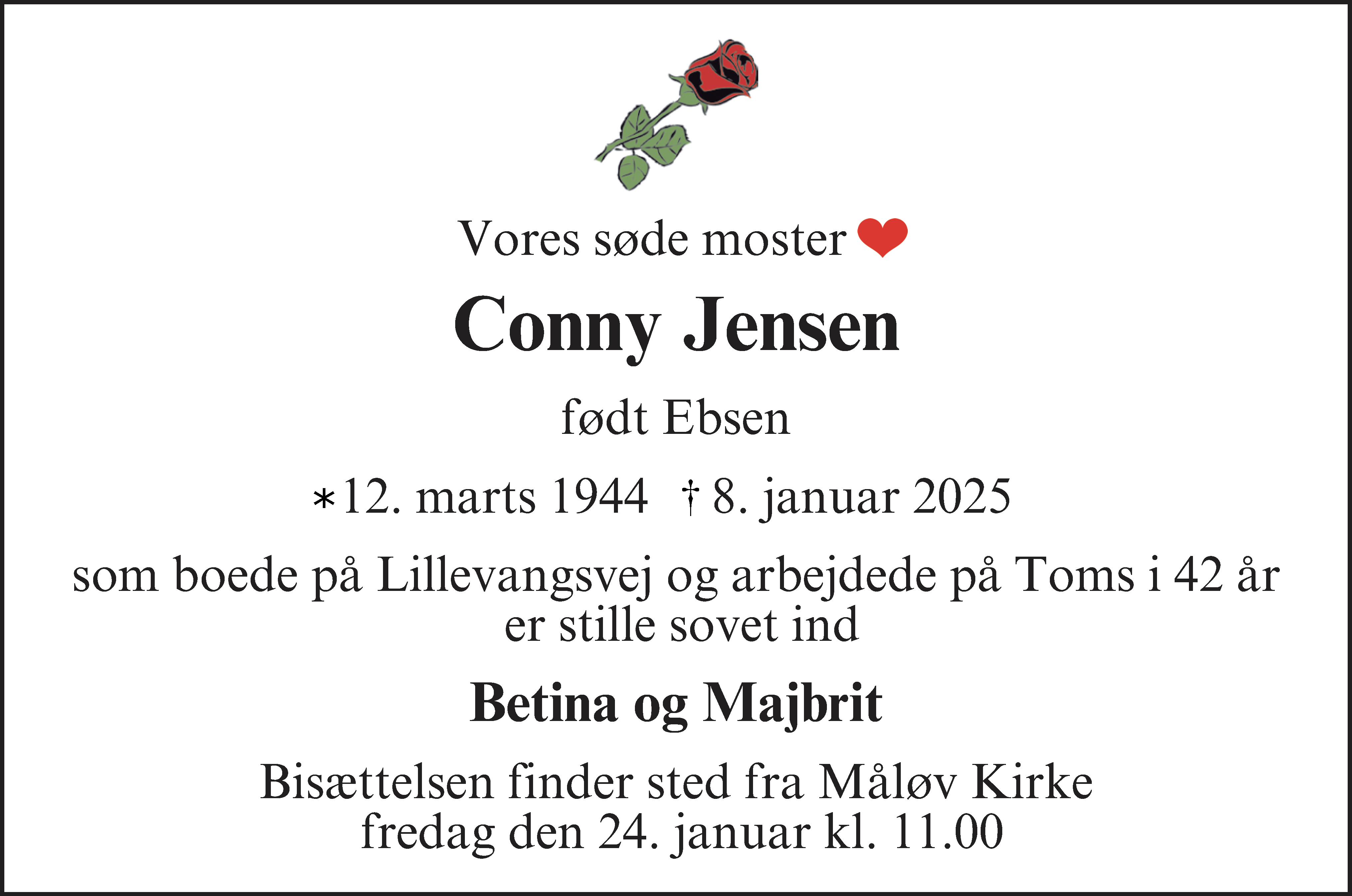Dødsannonce for Conny Jensen