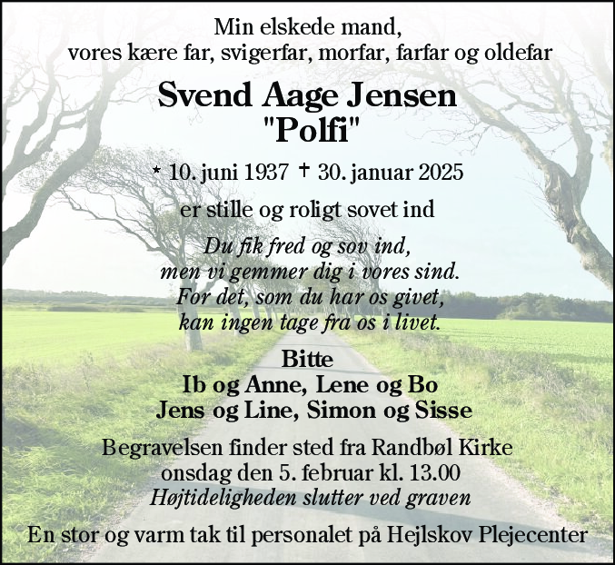 Dødsannonce for Svend Aage Jensen