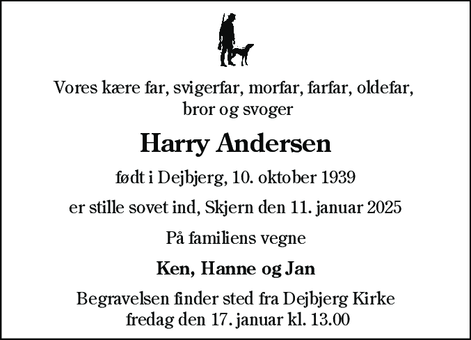 Dødsannonce for Harry Andersen