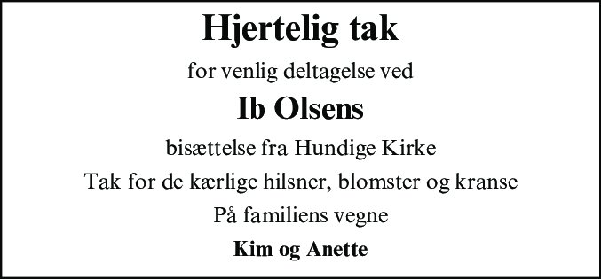 Dødsannonce for Ib Olsen