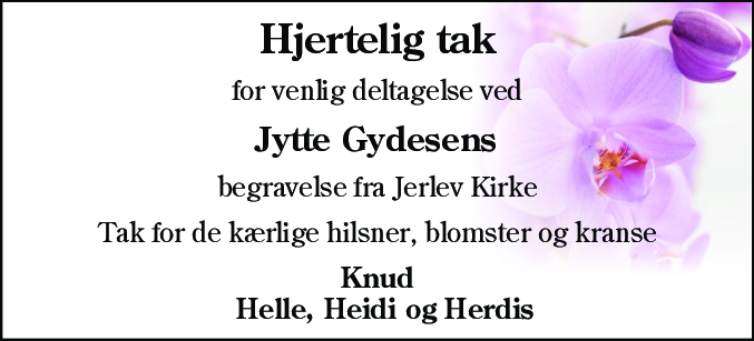 Dødsannonce for Jytte Gydesen