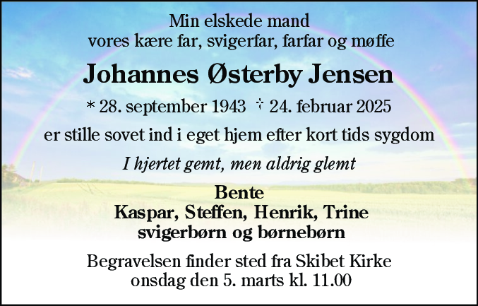 Dødsannonce for Johannes Østerby Jensen