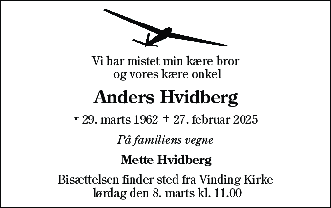Dødsannonce for Anders Hvidberg