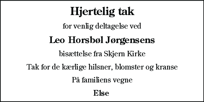 Dødsannonce for Leo Horsbøl Jørgensen