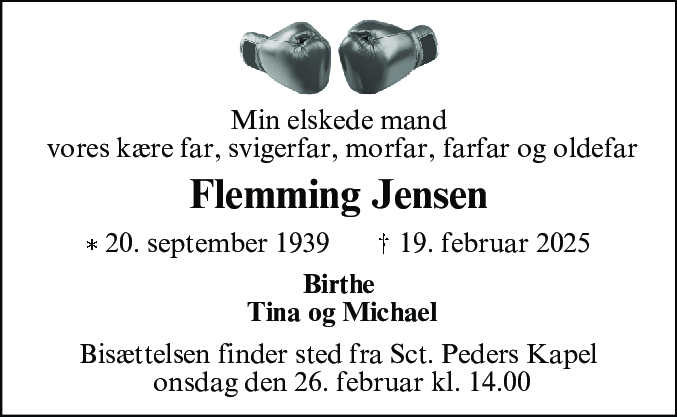 Dødsannonce for Flemming Jensen