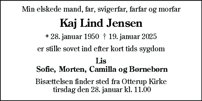 Dødsannonce for Kaj Lind Jensen