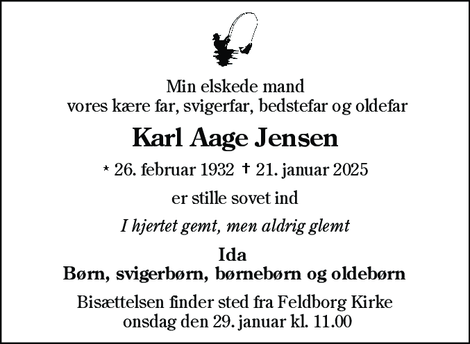Dødsannonce for Karl Aage Jensen