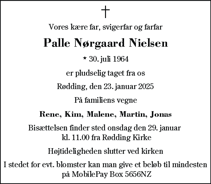 Dødsannonce for Palle Nørgaard Nielsen