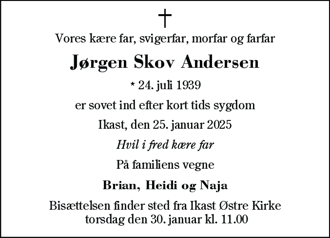 Dødsannonce for Jørgen Skov Andersen