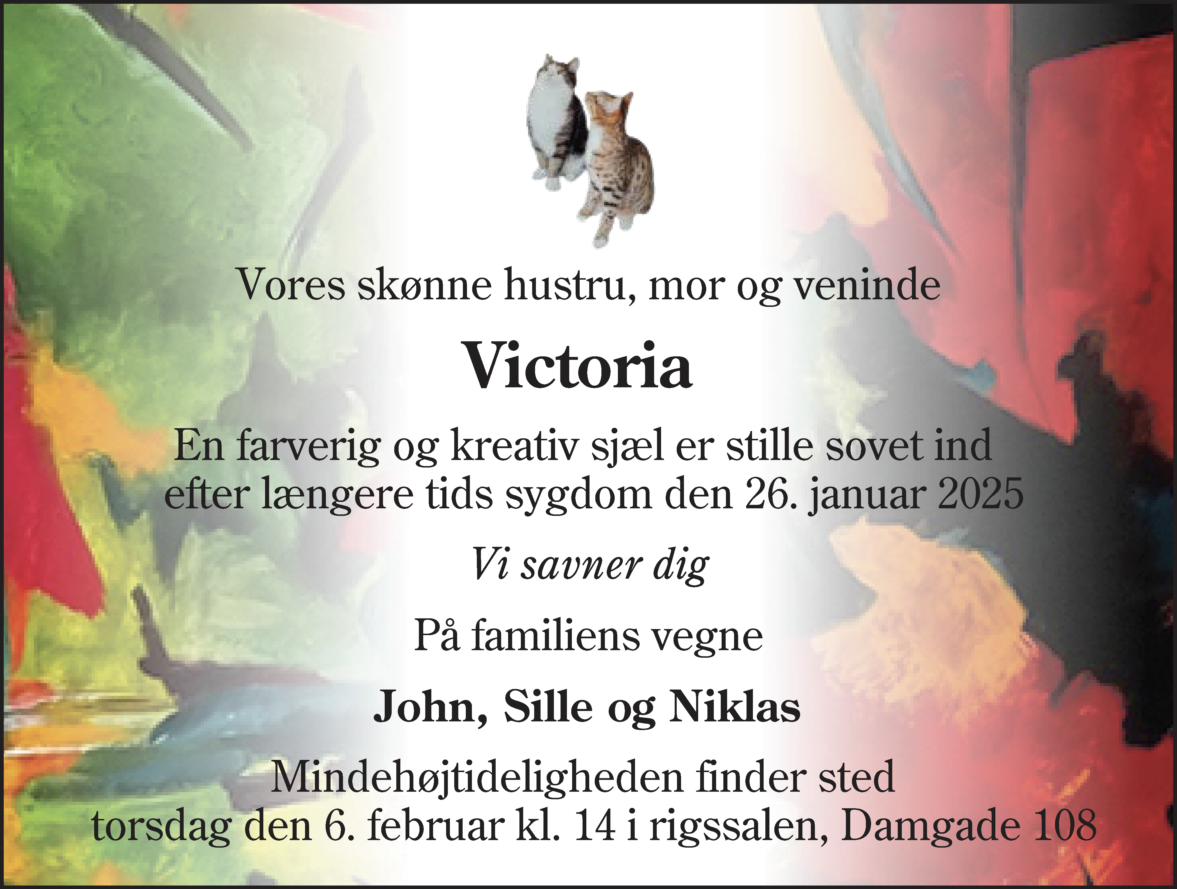 Dødsannonce for Victoria Suslik Andersen