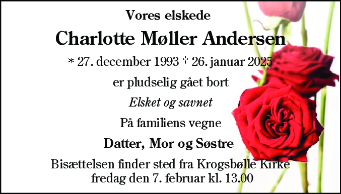 Dødsannonce for Charlotte Møller Andersen