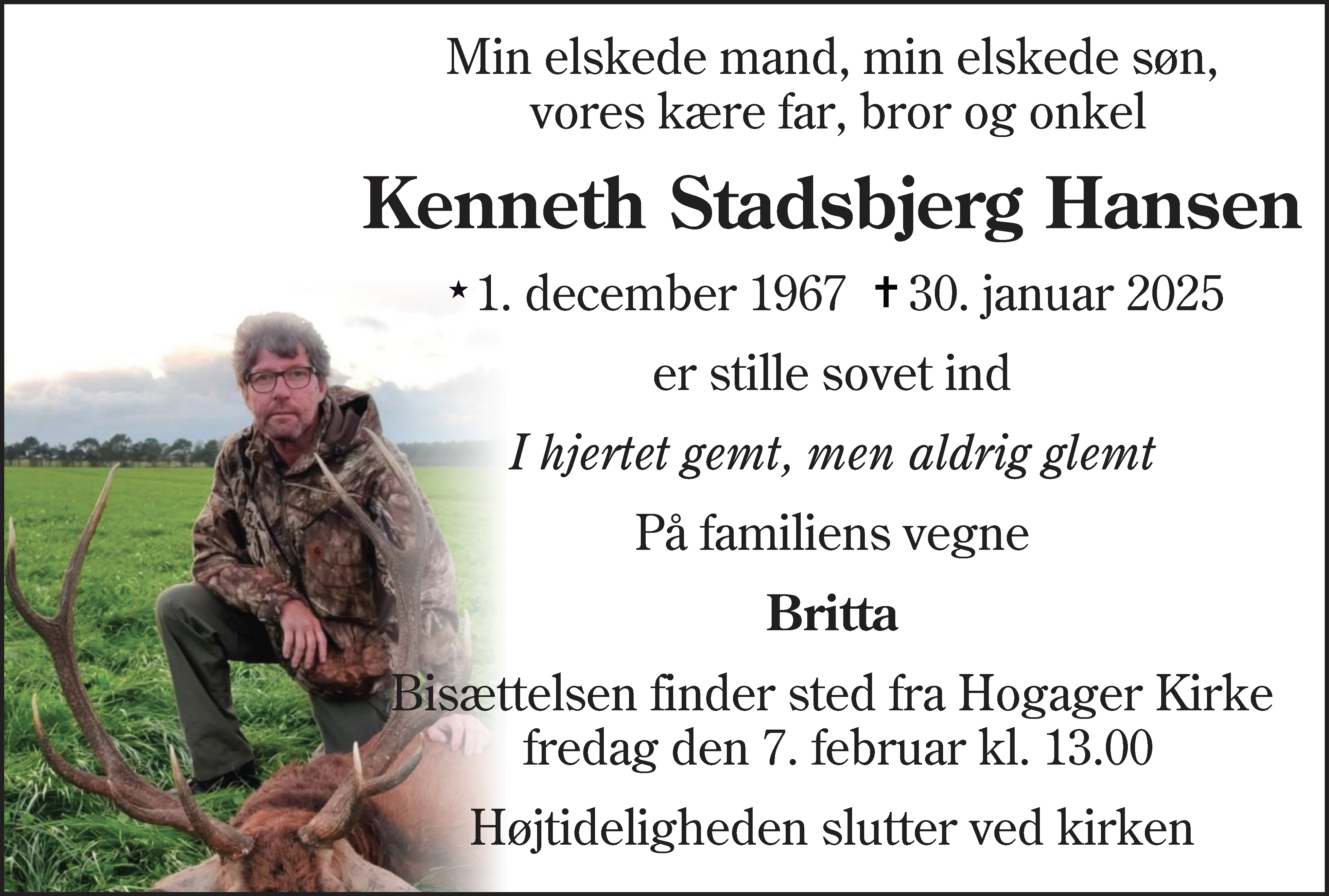Dødsannonce for Kenneth Stadsbjerg Hansen