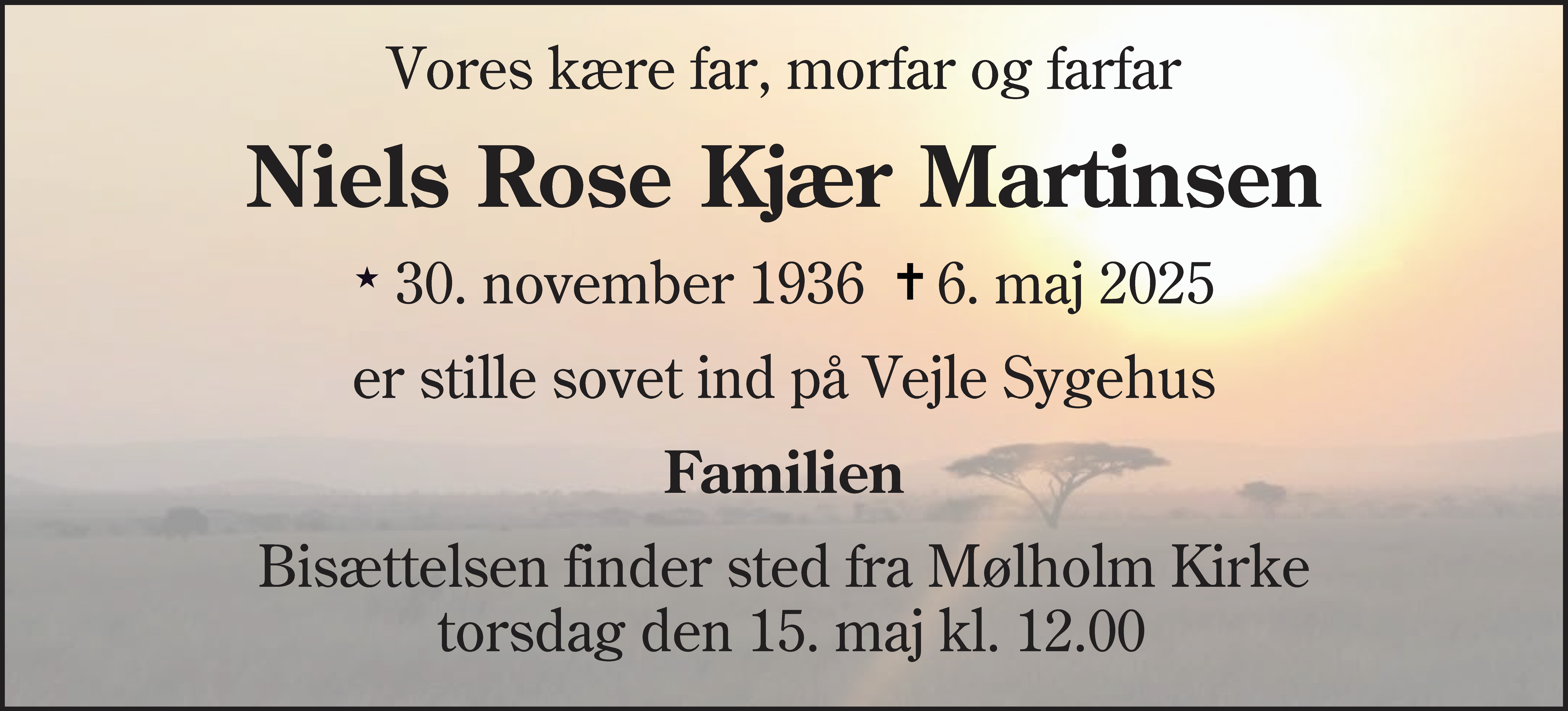 Dødsannonce for Niels Rose Kjær Martinsen