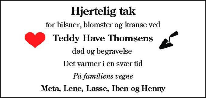Dødsannonce for Teddy Have Thomsen