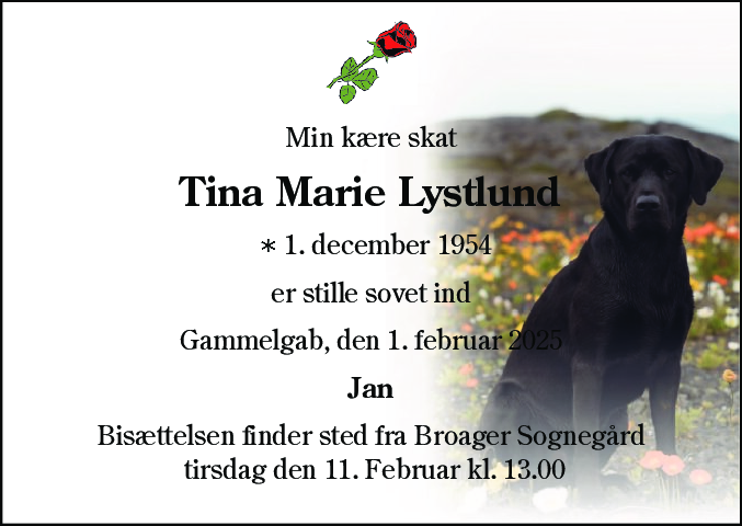 Dødsannonce for Tina Marie Lystlund