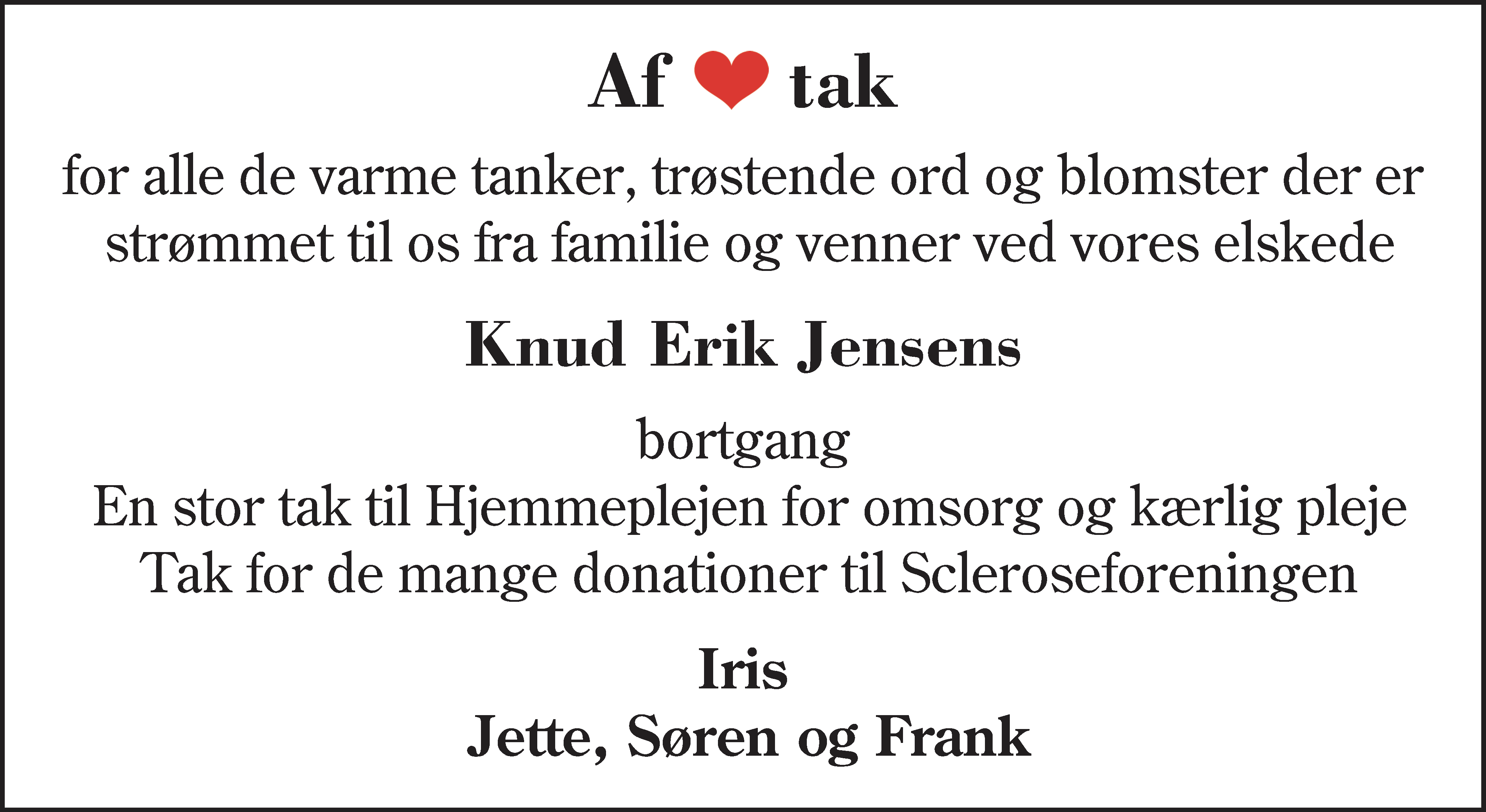 Dødsannonce for Knud Erik Jensen