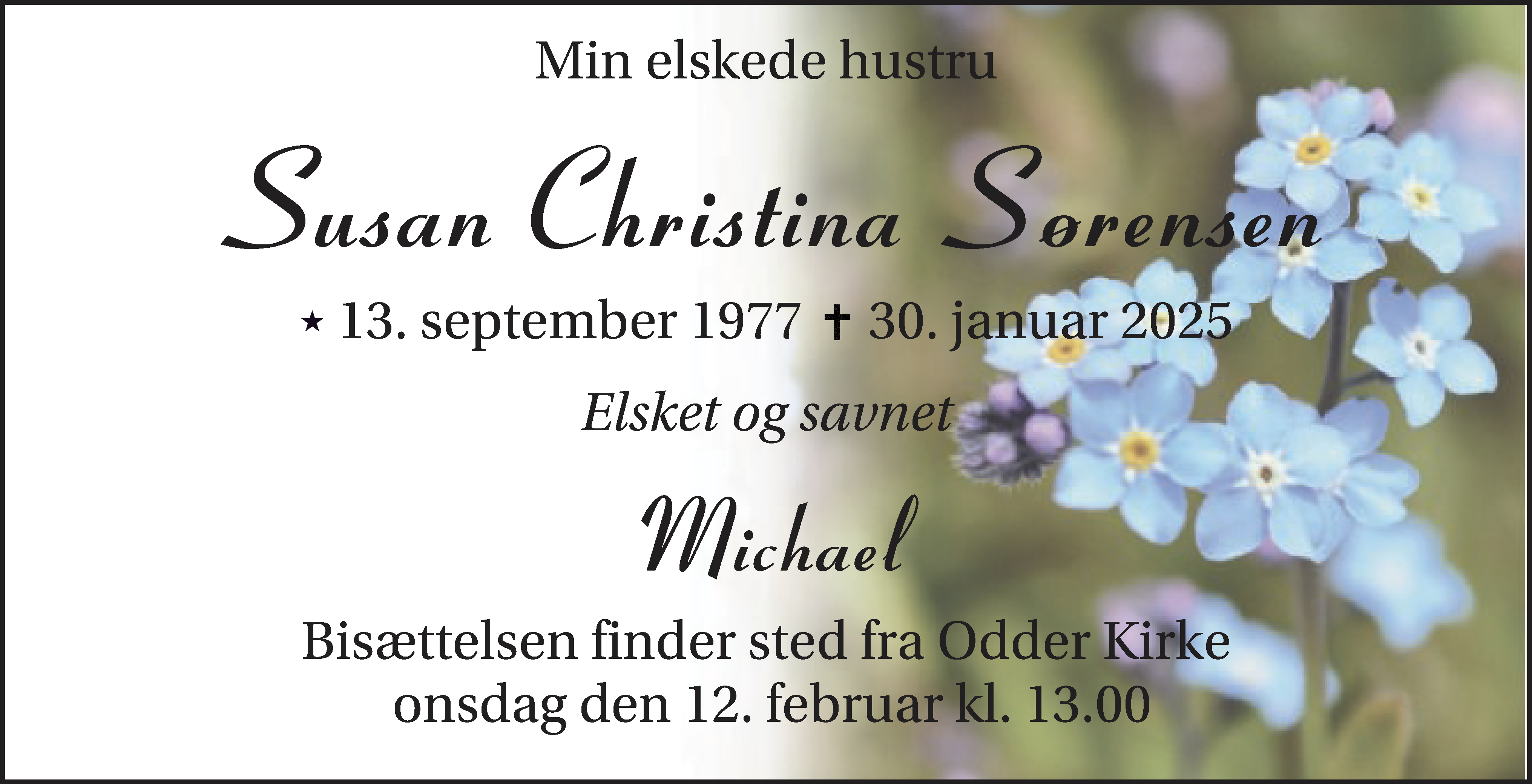 Dødsannonce for Susan Christina Sørensen