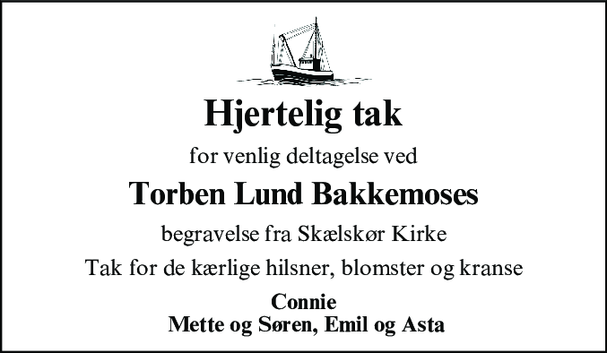 Dødsannonce for Torben Lund Bakkemose