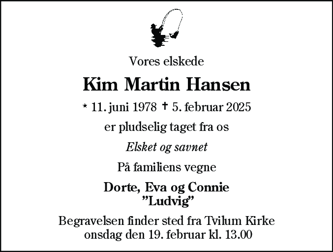 Dødsannonce for Kim Martin Hansen