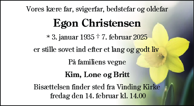 Dødsannonce for Egon Christensen