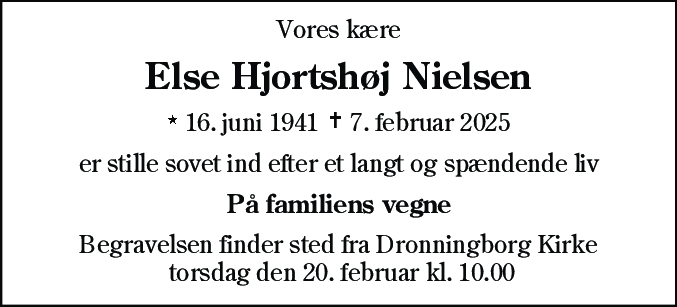 Dødsannonce for Else Nielsen