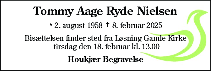 Dødsannonce for Tommy Aage Ryde Nielsen