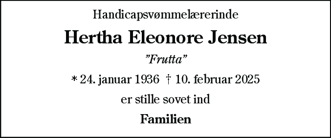 Dødsannonce for Hertha Eleonore Jensen