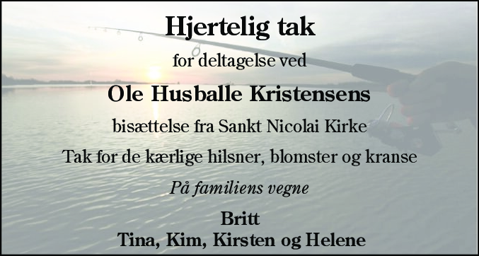 Dødsannonce for Ole Husballe Kristensen