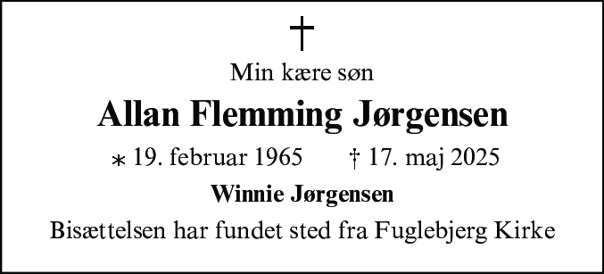 Dødsannonce for Allan Flemming Jørgensen