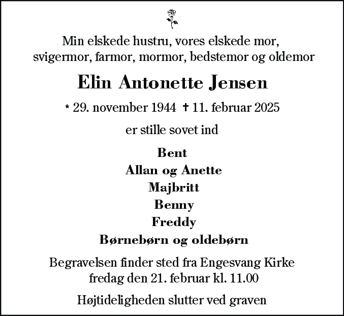 Dødsannonce for Elin Antonette Jensen