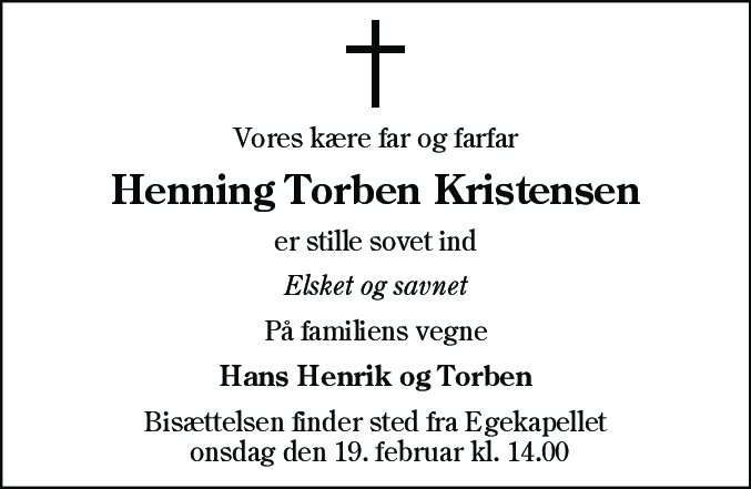 Dødsannonce for Henning Torben Kristensen