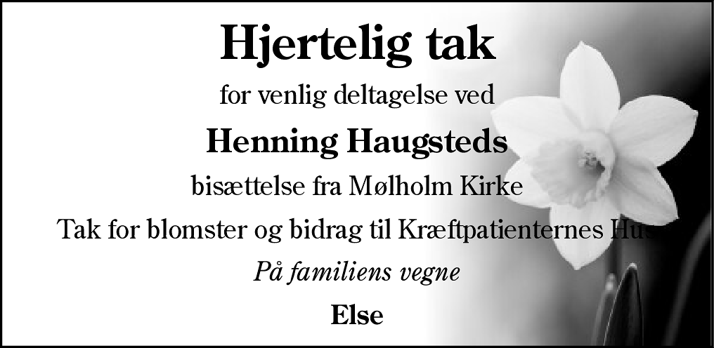 Dødsannonce for Henning Haugsted