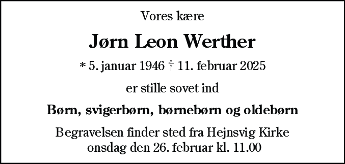 Dødsannonce for Jørn Leon Werther