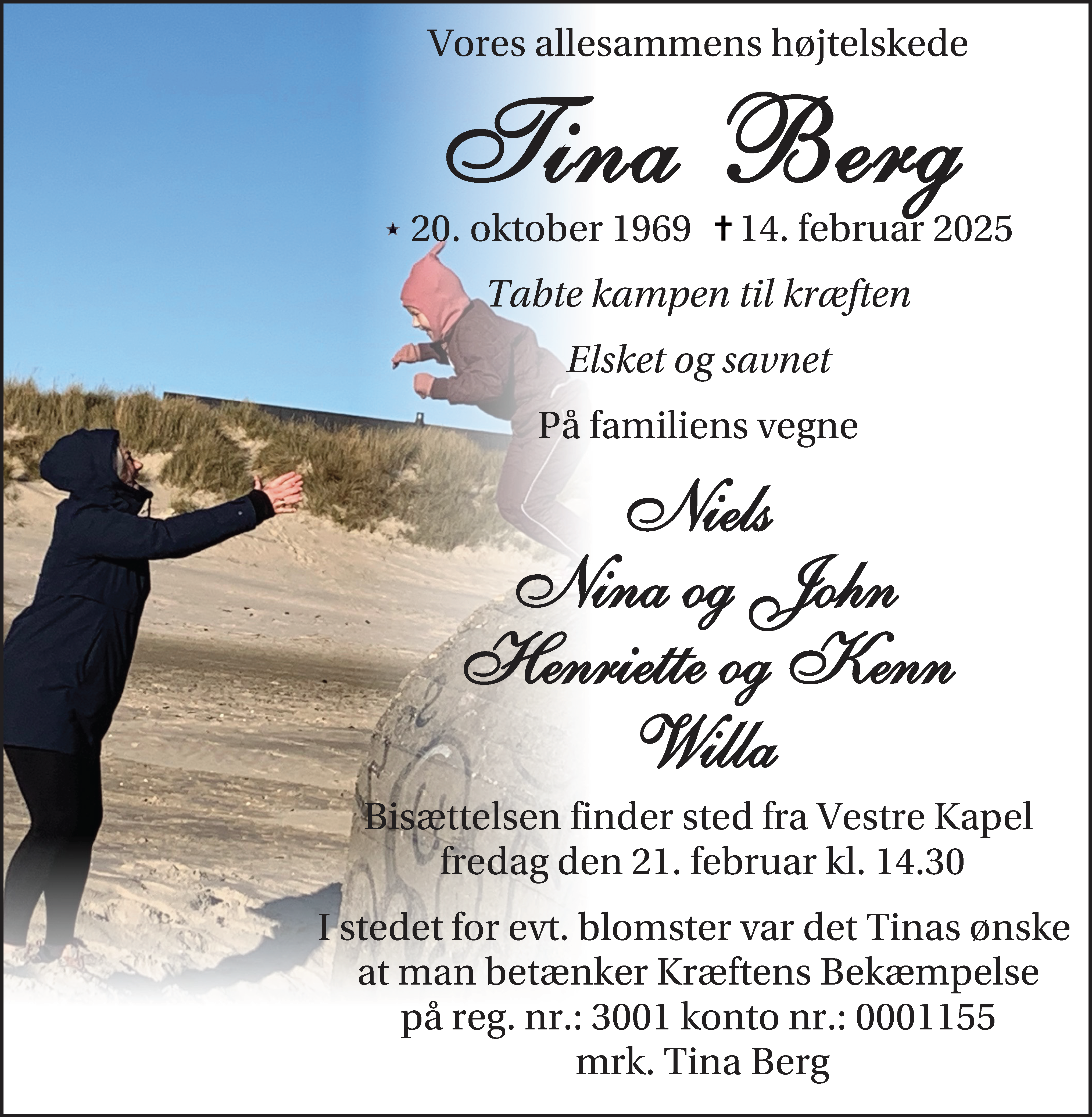 Dødsannonce for Tina Berg
